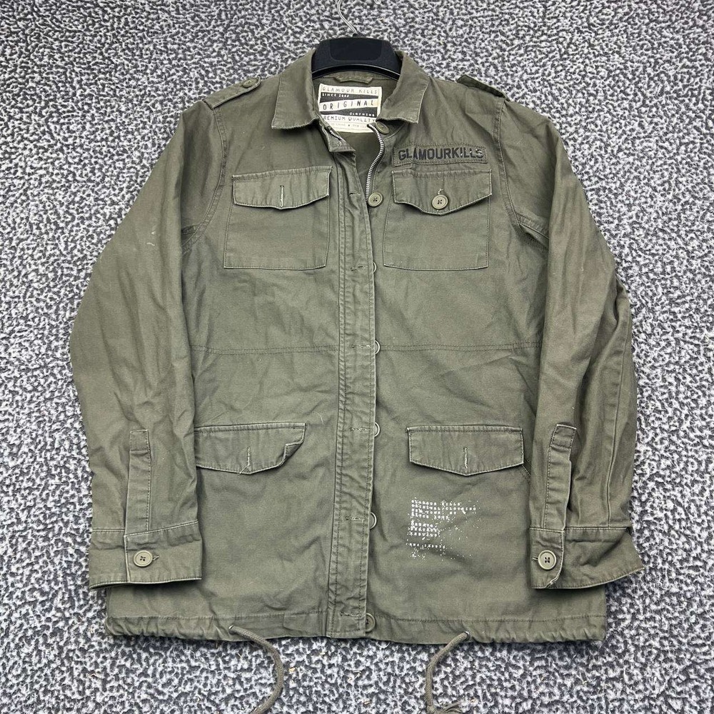 Glamour Kills Love More Military Jacket Men Medium Green Cotton Utility M